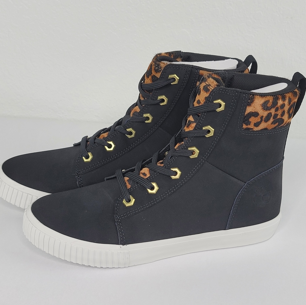 Timberland Skyla Bay Blk Lthr/Leopard Snkr Boots